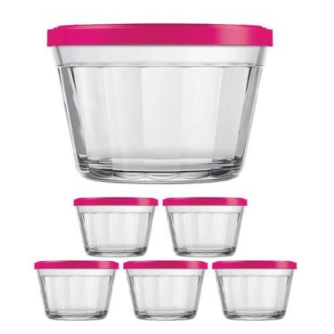 Imagem de 5 Tigela De Vidro Americano Com Tampa Cereal Biscoitos 600ml - NADIR F