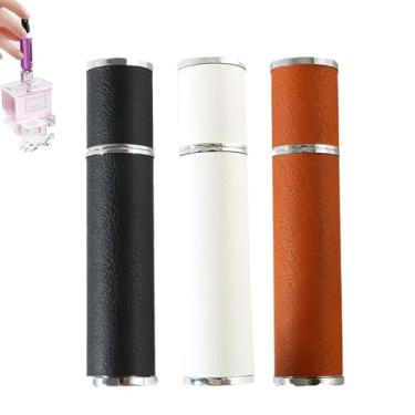 Imagem de Pacote com 3 frascos atomizadores portáteis de couro recarregável de 12 ml, frasco de refil de perfume tamanho viagem, dispensador de bolso luxuoso portátil, mini dispensador de colônia para mulheres