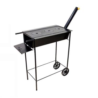 Imagem de Fogão Churrasqueira Mineiro Chapa 03 Furo Grelha 80X60X38Cm