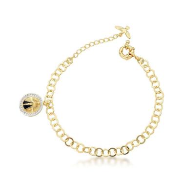 Imagem de Pulseira Nossa Senhora Aparecida Semijoia Banhado A Ouro18k 18cm