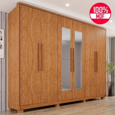 Imagem de Guarda-roupa Casal 100% Mdf 6 Portas E 6 Gavetas Premium Com Espelho - Tudo De Móveis Cinamomo