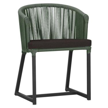 Imagem de Cadeira De Jantar Noronha Alumínio Preta E9 Trama  Verde