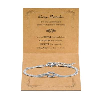 Imagem de Pulseiras combinando para casais, pulseira com nó de amor, promessa, alma gêmea, amizade, pulseiras para sempre, infinito, joias presentes para mulheres, adolescentes, ela, Small, Aço inoxidável, Sem