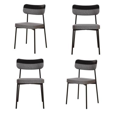 Imagem de Cadeira Mynna Fixa C/4 Pes 525 X 470 X 790 Mm C/4 Un. Crt.cinza/courino Preto Crt Cinza/courino Preto
