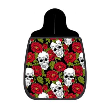 Imagem de Lixeira De Carro Organizador Caveiras Rosas Vermelhas Floral Dark