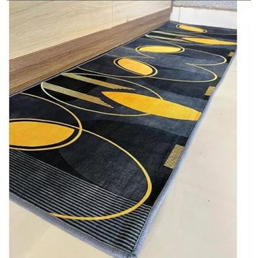 Imagem de Tapete PYB58 Decorativo, Design Patchwork Madeira, 150x50cm, Base Antiderrapante e Antialérgica, para Corredores e Áreas Internas