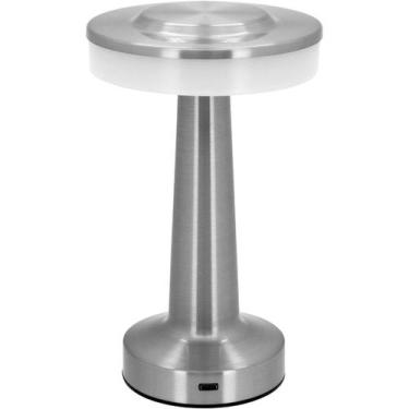 Imagem de LUMINÁRIA ABAJUR LED MESA USB METAL 20x12x12cm PRATA - HOMECO