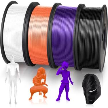 Imagem de Filamento de impressão 3D PLA 1,75 mm, 250 g × 4 bobinas, pacote de filamentos PLA 4 cores, 1 kg no total, precisão dimensional do filamento da impressora 3D +/- 0,02 mm, sem entupimento e bolhas