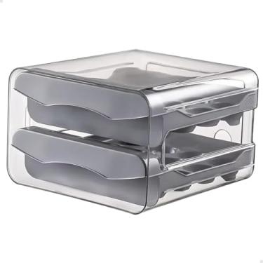 Imagem de Porta Ovos 2 Andares com Gaveta – Organizador de Geladeira para 32 Ovos – Cor Cinza