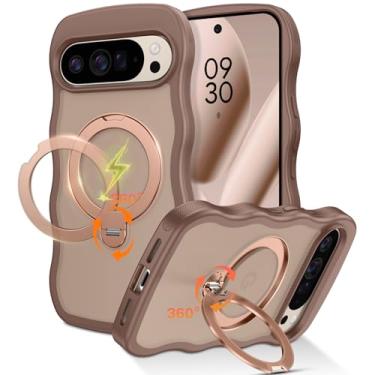 Imagem de QuantumKoo Capa para Google Pixel 10 Pro XL com suporte magnético invisível de 360° [compatível com Magsafe] Capa para celular ondulada fofa cacheada Pixel 10 Pro XL com suporte para mulheres e homens