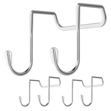 Imagem de Homakover 3 ganchos de porta de armário de aço inoxidável, gancho duplo em forma de S com tampas de silicone antiderrapantes para cozinha, armário, banheiro, gaveta, organização de armário de sapatos