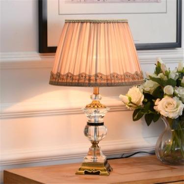 Imagem de Luminária de mesa contemporânea de cristal LED, estilo europeu, com design artístico em tecido, ideal para sala de estar, escritório, casa de campo, hotel, quarto ou mesa de cabeceira (Estil