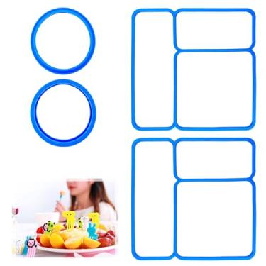 Imagem de Pacote com 4 juntas de vedação para Omiebox com 10 palhetas de garfo de frutas – Acessórios para lancheira infantil Bento, anéis de substituição de silicone de grau alimentício, à prova de vazamento e