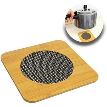 Imagem de Descanso de Panelas Quadrado em Madeira Cerejeira, Protetor de Mesa, Suporte para Travessas e Copos