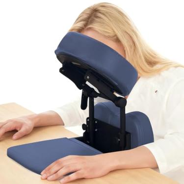 Imagem de TOROKOM Kit de massagem portátil de massagem virada para baixo para mesa e mesa, apoio de cabeça ajustável para travesseiro de rosto e almofada de peito (azul)
