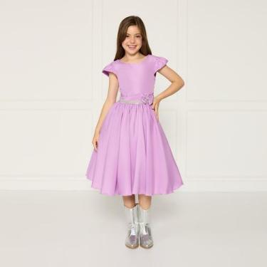 Imagem de Vestido Casual Infantil Lilás Festa Formatura Laço Dama - JL Kids, 4