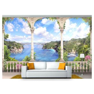 Imagem de Papel De Parede Paisagem Digital Jardim Mar 3D Dah37 - Você Decora
