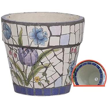 Imagem de Vaso de flores de cerâmica colorido para uso externo/interno, estilo pátio, vaso de cerâmica pintado à mão, vaso de flores grande, vaso de bonsai para decoração de jardim, decoração de jardim