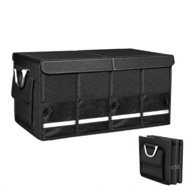 Imagem de Caixa de armazenamento de carro | Porta-malas de carro dobrável Oxford pano organizador de grande capacidade | Caixa de armazenamento automotiva impermeável resistente à pressão com divisória, alça
