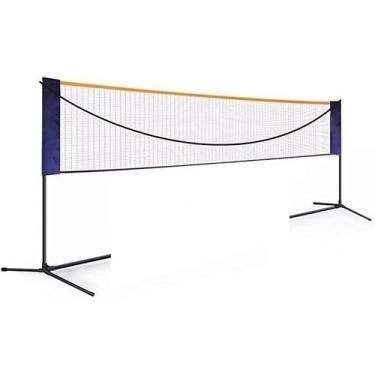 Imagem de 3FLQOOPP Conjunto de rede de badminton portátil – altura e largura ajustáveis, moldura dobrável simples para vôlei interno/externo, tênis, futebol, jogos infantis para a família, fácil configuração e
