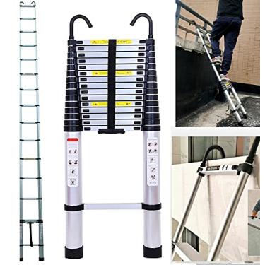 Imagem de HYUIO Escada de extensão telescópica de 6 metros com gancho e mecanismo de bloqueio Escada dobrável extensível de alumínio multiuso