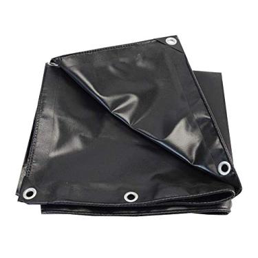 Imagem de OKUOKA Capa de proteção solar de lona e proteção UV e protege bordas reforçadas com madeira e bainha galvanizada, ilhó galvanizado, capa de transporte de caminhão, 3 tamanhos (cor: preto, tamanho: 3,8