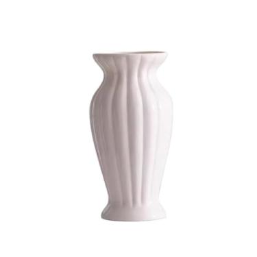 Imagem de EPOTRDCV Vasos de cerâmica nórdicos simples de boca grande, vasos decorativos de flores secas e ornamentos de flores cultivadas na água, vasos de flores para mesa de centro de mesa, sala de estar