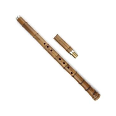 Imagem de Flauta de bambu profissional tradicional flauta G chave/F chave original vertical artesanal instrumento de sopro (G uma seção)