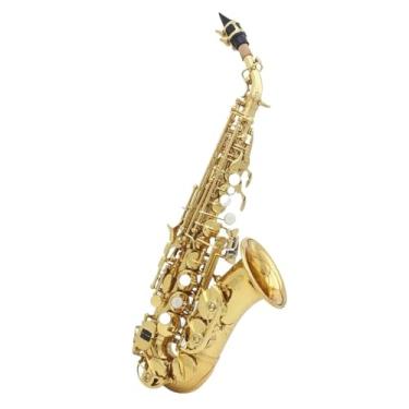 Imagem de Instrumento de saxofone saxofone soprano latão bb b sax plano profissional instrumento de sopro de madeira com capa palhetas peças e acessórios (F)