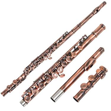 Imagem de Flauta de 16 furos chave C chave fechada mais chave E curva tubo de cobre branco conjunto flauta corpo flauta (cor: 1)