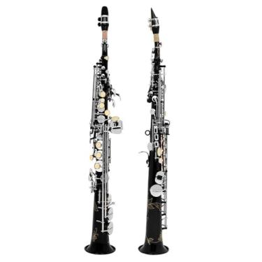 Imagem de Saxofone Saxofone Saxofone Soprano Profissional Liso B Plano Latão Saxfone Instrumento de Sopro Madeira com Estojo Luvas Acessórios