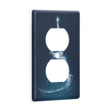 Imagem de Blueangle Placa de parede dupla para árvore de Natal branca brilhante, tamanho padrão, placas de cobertura de tomada elétrica de 1 gangue para decoração de quarto de escritório em casa, 4,53 x 2,76