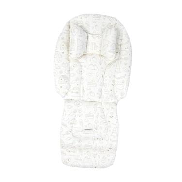 Imagem de menolana Almofada para Carrinho de Bebê, Fácil Instalação, Macia, Antiderrapante, Tapete Insertor para Bebê Recém-Nascido, Graffiti Branco