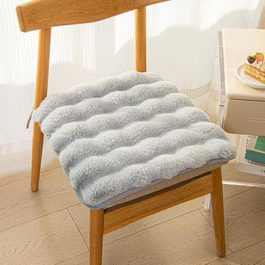 Imagem de Almofada quadrada de pele sintética, almofada de cadeira de lã de coelho falso, almofadas de pelúcia grossas de inverno para cadeiras de jantar, sofá preguiçoso confortável chão de escritório com