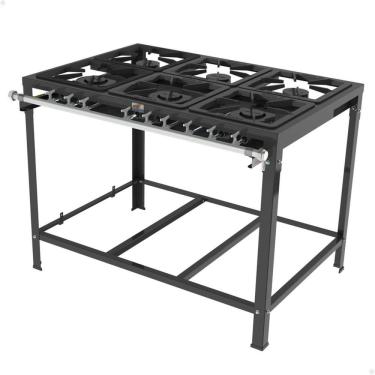 Imagem de Fogão Industrial Progás 6 Bocas A Gás PMSD-63 G2 3 Bocas Simples e 3 Bocas Duplas Sem Forno P42662