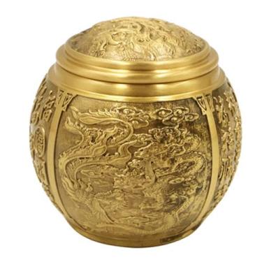 Imagem de YXCQHZM Urna memorial da sorte do dragão e da fênix, Haustierurnen, mini urna memorial de latão para cães gatos