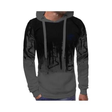 Imagem de Moletom Masculino Verde Oliva Com Estampa De Tinta Drip E Logo, Moda U