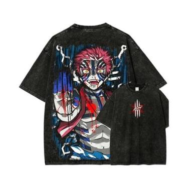 Imagem de Camiseta Vintage Oversized Akaza Para Homens, Anime Hit Show, Camiseta