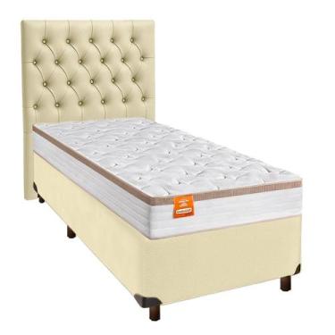 Imagem de Conjunto Cama Box Bege Solteiro + Colchão Molas Ensacadas Isis Inducol