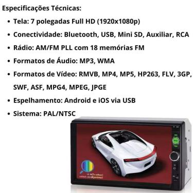 Imagem de Central Multimídia 2 Din Mp5 Fiat Uno Câmera Moldura Bp