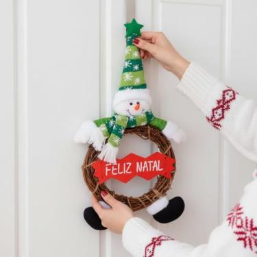 Imagem de Guirlanda de Natal Madeira 40cm Decorativo Placa Feliz Natal