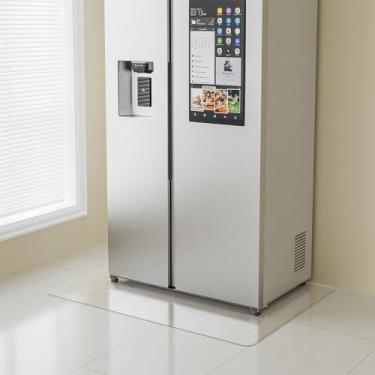 Imagem de ZPAI Tapete de área pequeno transparente, tapete rígido impermeável de PVC de 9,5 cm x 7,6 cm para embaixo da geladeira, vasos sob plantas