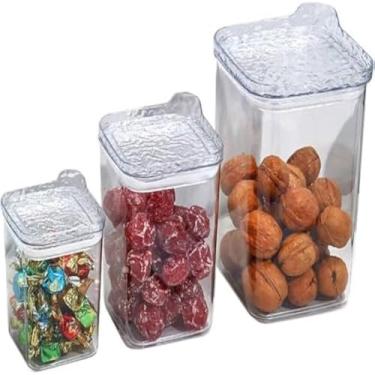 Imagem de Potes quadrados transparentes hermeticos com tampa, armazenamento, multiuso e versatil, transparente