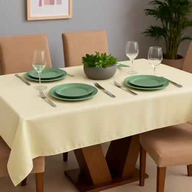 Imagem de Toalha de Mesa Retangular Oxford Lisa 8 Lugares 2,50x1,40m – Ideal para Natal, Ano Novo e Festas - Palha