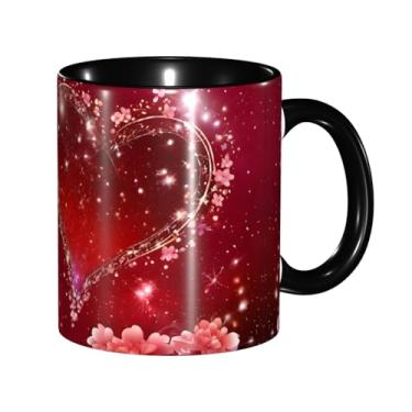 Imagem de Zeraoke Canecas de café criativas com estampa de coração romântico, personalizadas, presente para família, tamanho de 325 ml, unissex