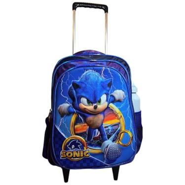 Imagem de Mochila Infantil Sonic com Rodas, Azul, Design de Personagens do Sonic 2