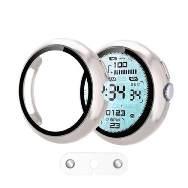 Imagem de HAJSLU Pacote com 2 capas para Google Pixel Watch 4 (2025) 41 mm - Carregue com capa ligada, amortecedor de quadro completo de policarbonato rígido com protetor de tela de vidro temperado HD para