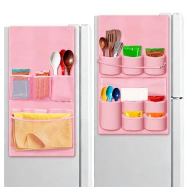 Imagem de Organizador de mini geladeira, organizador de mini geladeira de pano Oxford de dupla face, 148 x 45 cm, organizador de armazenamento de capa contra poeira para dormitório, casa, cozinha, escritório