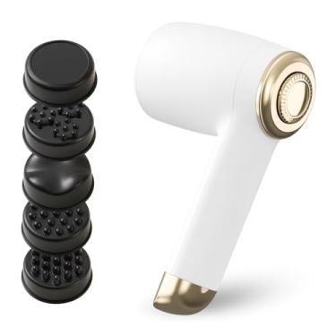 Imagem de Massageador Elétrico Corporal Portátil, 5 Cabeças de Massagem, Bateria Recarregável USB-C, Alívio Muscular e Drenagem Linfática, Plástico ABS, 25W, Design Ergonômico (Branco)