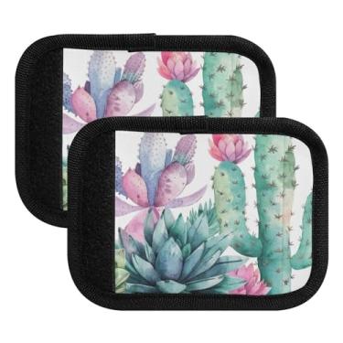 Imagem de Qilmy Cactos e Suculentas Embalagem com 2 Identificadores de Bagagem Identificadores de Bagagem Capa de Punho Confortável para Carrinho de Bebé Mala Mala Avião Acessórios de Viagem 1112